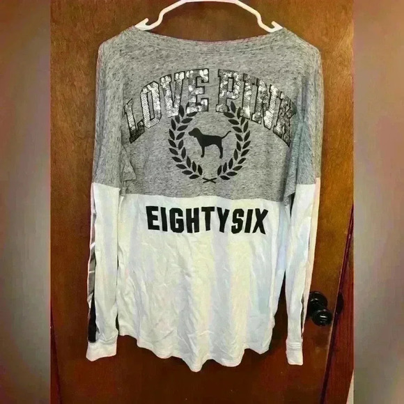 Women’s PINK by Victoria’s Secret oversized long sleeved sequin tee - Picture 2 of 3